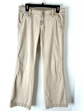 Aeropostale Kailey Low Rise Skinny Flare Pants Beige Y2K